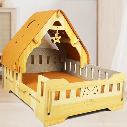 MOFESIPI Solid Wood Cat Bed House for Indoor Cats