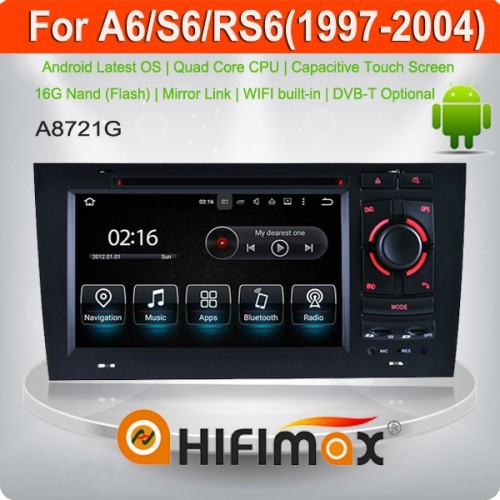 HIFIMAX 7'' Android 5.1 Car navigation GPS DVD Head unit for AUDI A6 /S6/RS6 (1999-04) - OBD DAB Quad Cord 16G HD 1080P