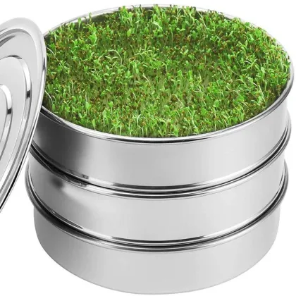 8.3 Inch Kitchen Stainless Steel Sprouting Tray for Organic Broccoli Bean Sprouts