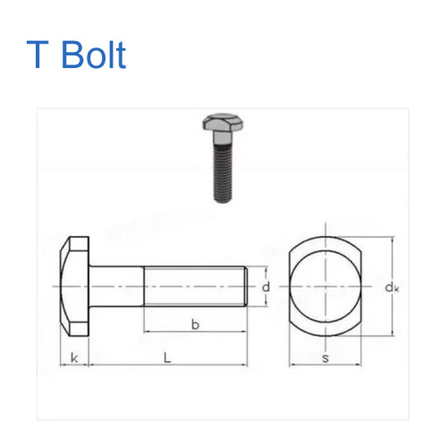 Boulon de tête M8 T en acier inoxydable