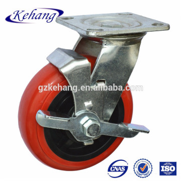 5" PP covered PU casters,125mm durable casters with side mount,outdoor caster