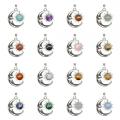 Stone Natural Silver Alloy Moon Gemstone Sun Pendentif Pendant Crystal Moon Pendant pour les bijoux de bricolage faisant environ 7x23x27 mm