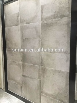 24x24',12x24' foshan factory cheap price non slip dark grey color concrete bathroom or outdoor floor rustic tiles