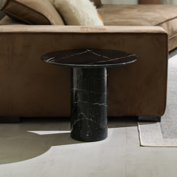 Mesa lateral moderna de mármol negro | Sala de estar de piedra de lujo y muebles de dormitorio
