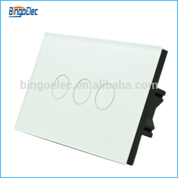 NZ/THA standard 3gang white glass panel touch screen wall switch