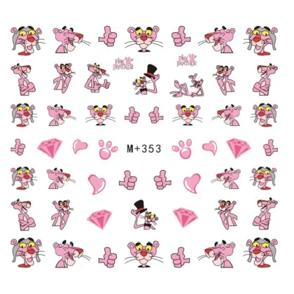 Nails Art Sticker Decals Pink Panther Cartoon Harajuku Fantacy Nail Wraps Sticker Decorations
