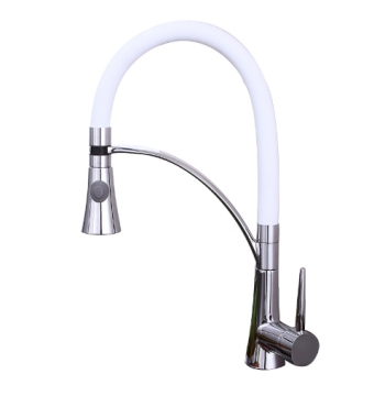 Brass Chrome Finish Kitchen Sink Faucet with Colorful Rubber Tubing