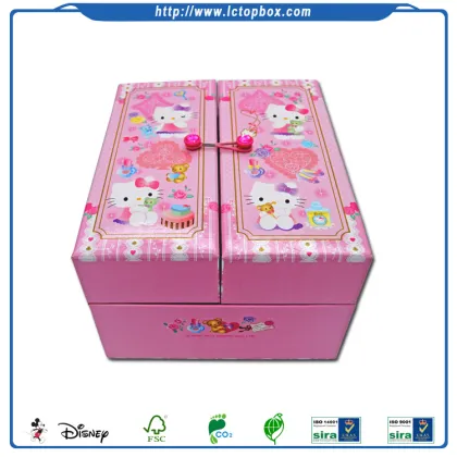 Handmade Cardboard Kitty Cartoon Children Jewelry Set Box