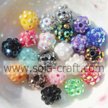 Fashion Colorful 10mm Acrylic Resin Rhinestone Round Beads