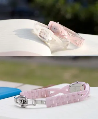 rose gold three hands women ceramic watch