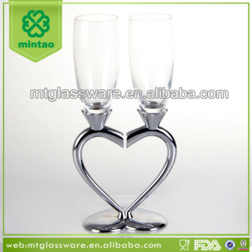 Luxury silver heart shape champagne glasses