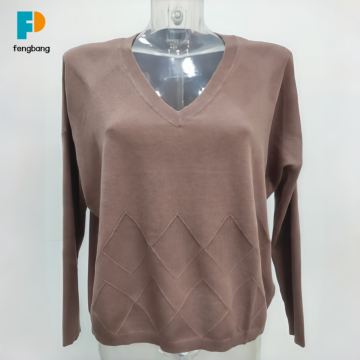 Modern Minimalist Mocha Kahverengi Dokulu Örme Kazak