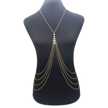 Brave Light Fashion Exaggerated Multilayered Tassel Pearl Body Chain - Trendy Pearl Sexy Breast Chains for Women