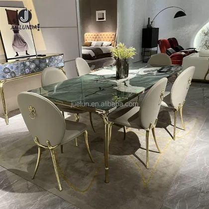 Luxury Gold Copper Modern Dining Table Set - Royal Foshan Furniture