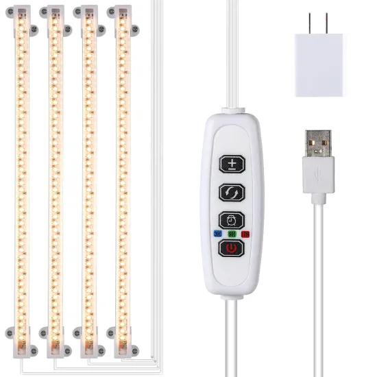 40W Full Spectrum LED Plant Grow Light Strips with Timer and Dimmer - 3000K Lumens