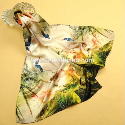 Beautiful 100% silk paint printed long silk scarves scarf
