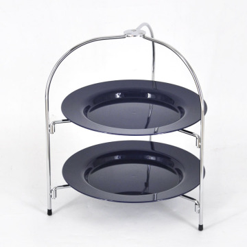 Two Layers Electroplating Navy Blue Acrylic Dessert Stand
