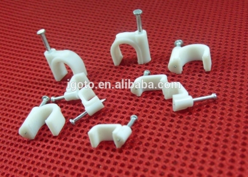 Round steel nail plastic cable clip, hanroot plastic wall nail nylon cable clips