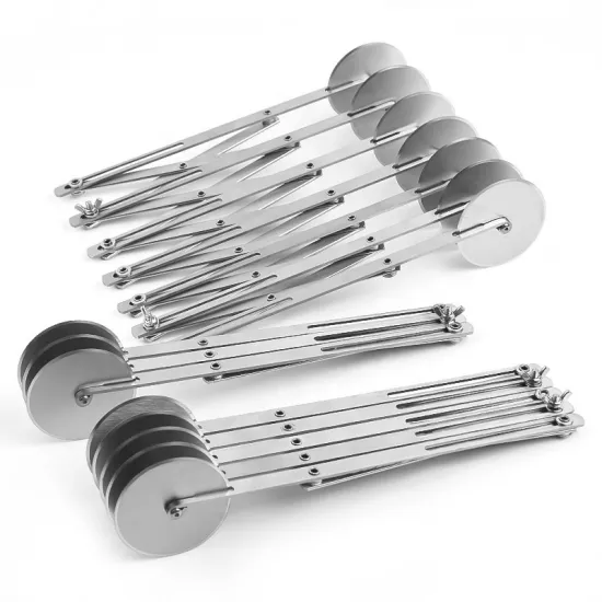 Professional Metal Stainless Steel 430 Bread Dough Divider, Pasta Pizza Slicer, and Cutter with 3/5/7 Wheels - Adjustable for Precision Kitchen Tasks