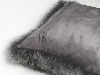 Tibetan Lamb Fur Pillow Dark Grey