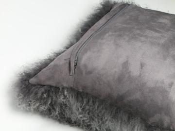 Tibetan Lamb Fur Pillow Dark Grey