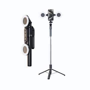 R18K Wireless Remote Control Tripod Mini Selfie Stick con doppie luci a LED