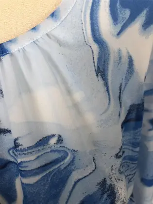 Tie-dyed chiffon top with round collar