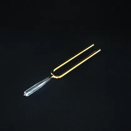 Golden Quartz Crystal Tuning Fork Set - 8 Pcs 10mm HF Chakra Tuning Forks with Carrying Case