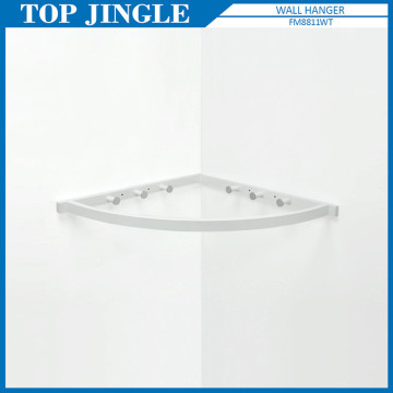 6 Hook White Wall Mounted Metal Corner Towel Hanger
