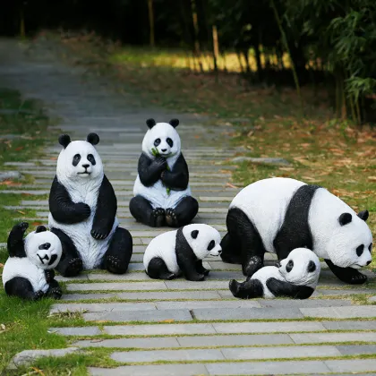 Garden decoration resin animal sculpture fiberglass panda statue
