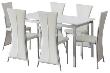 Swallow-tail shaped white color easy morden style 1+6 dining office table set