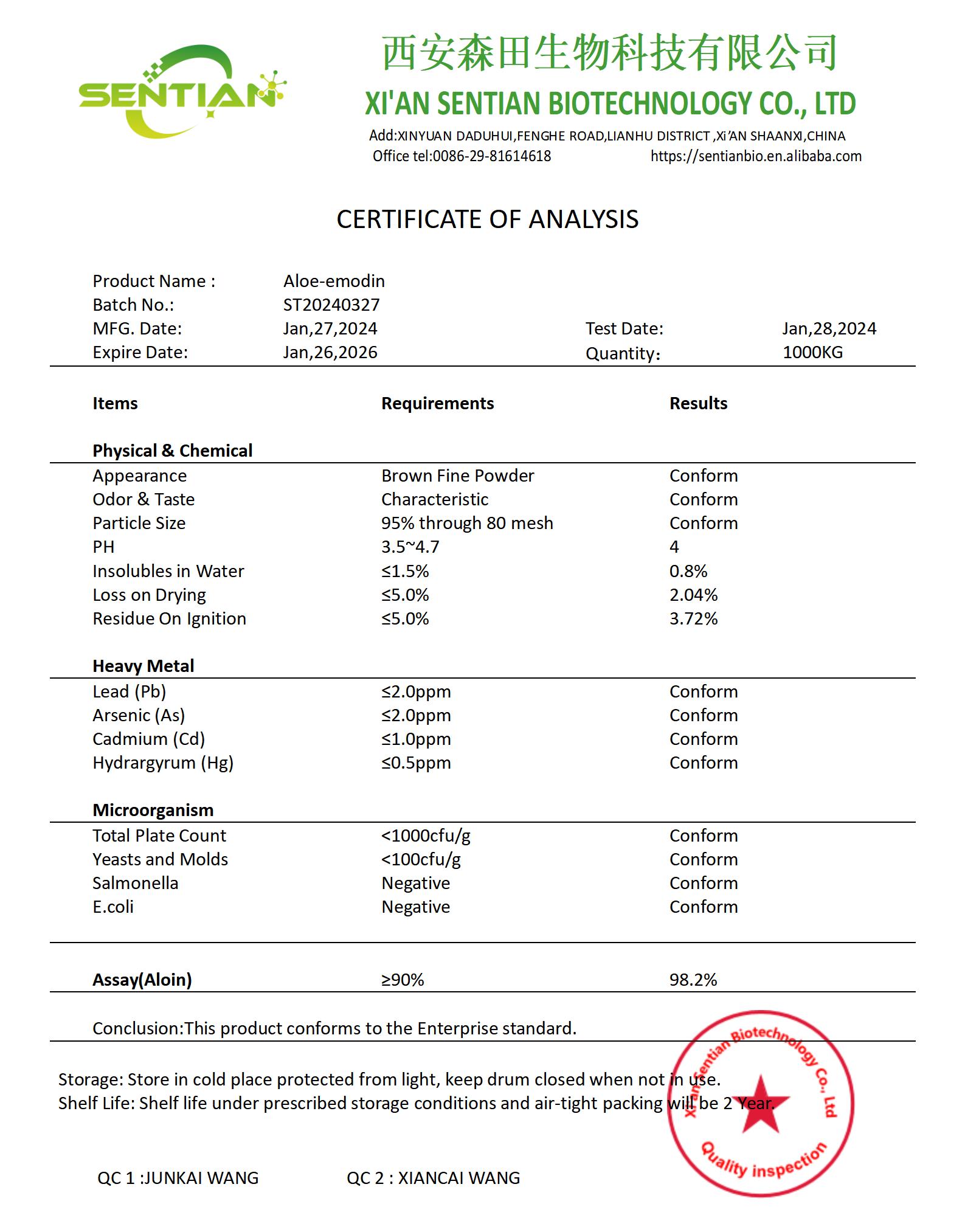 Aloe-emodin 90%-COA_01