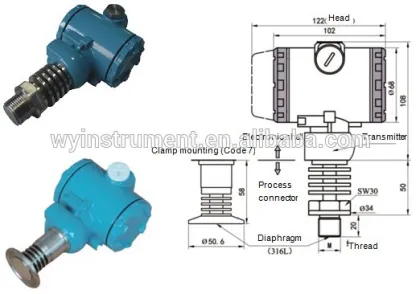 Non cavity Edible oil pressure transducer