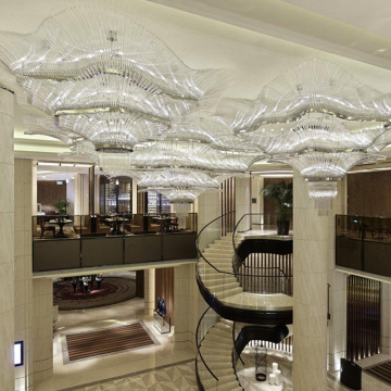 Luz de araña de cristal de vestíbulo de banquete de gran diseño de moda