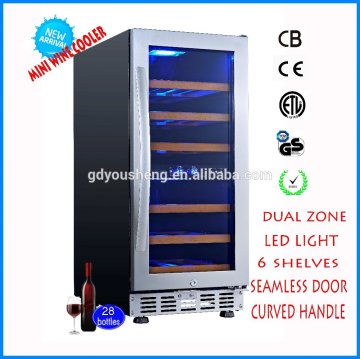Custom Mini Fridge Small Refrigerator USF-33D Dual Zone Mini Chiller with Seamless Stainless Steel Door