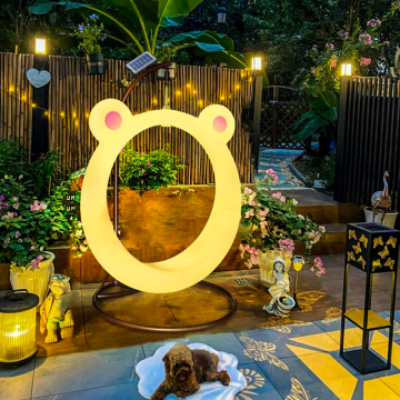 Cute Modern Outdoor Furniture - Luminous Hanging Chair with Bear Ears