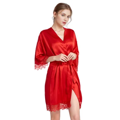 DMSISI8019 Women's Ice Silk Pajamas: Sexy Loose Lace Sleeping Dress