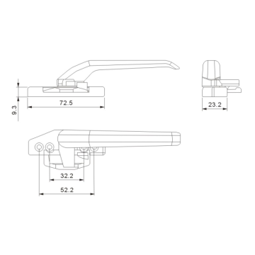 Abnehmbarer Fensternockengriff aus Aluminium