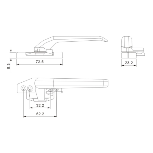 Abnehmbarer Fensternockengriff aus Aluminium