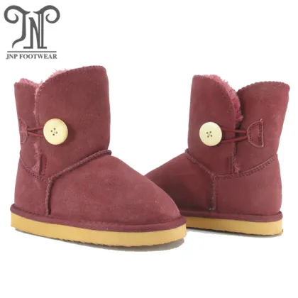 Kids children's burgundy leather boots shoes