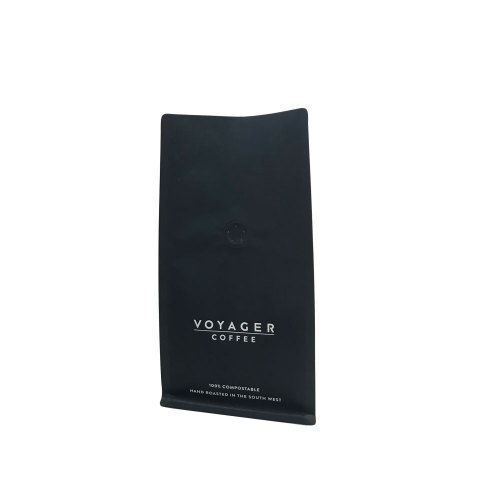 Kaffebønnepakkepose resealable Ziplock Bag Flat Bottom Pouch med ventil