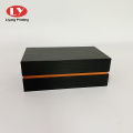 Luxury Leatherette Cardboard Bottle Packaging Black Gift Box