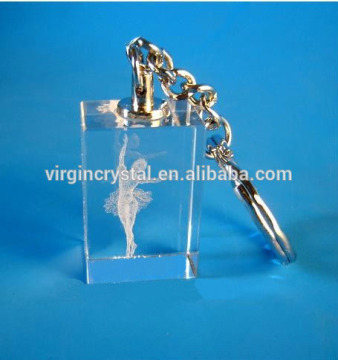 Crystal glass engraved ballet dancer key chain for sports souvenirs dancing gifts