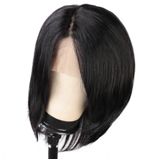 Aisi Hair 16 Inch Medium Long Natural Black Swiss Lace Wig Natural Straight Brazilian Human Hair Lace Front Wigs For Black Women