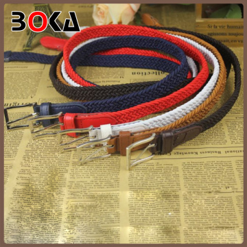 factory directly supply colorful elastic braided stretch belts with alloy pin buckle