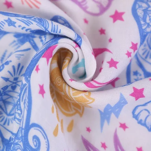 Custom Cartoon Printed Double Layered Cotton Bamboo Muslin Fabric for Baby Blanket - Wholesale No MOQ