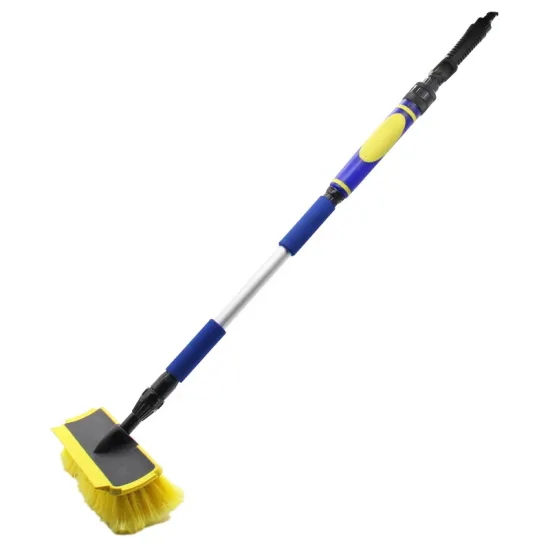 12\" Flow-Through Wash Brush with 3-Sided Squeegee, Soap Dispenser, Wheel, Car Body, Window, Tyre, and Rim Cleaning Brush