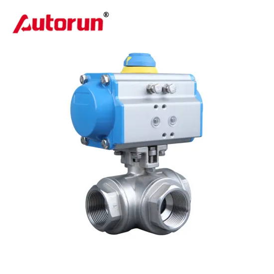 Stainless Steel Control Valve Pneumatic 3 Way Ball Valve