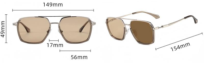 Unisex Double Bridge Polygon Polarized UV400 Sunglasses ME2147-size