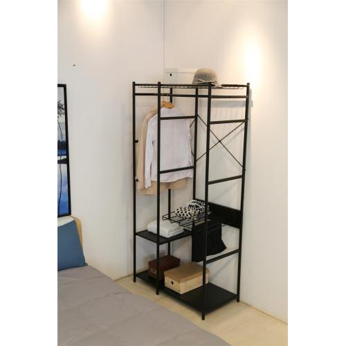 black wardrobe metal 3 layers shelves